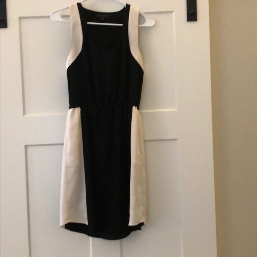 Black and white color block dress